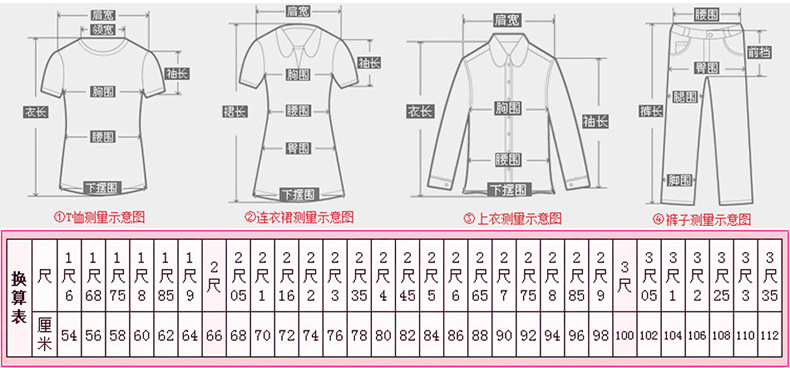 pc 790 衣服测量示意