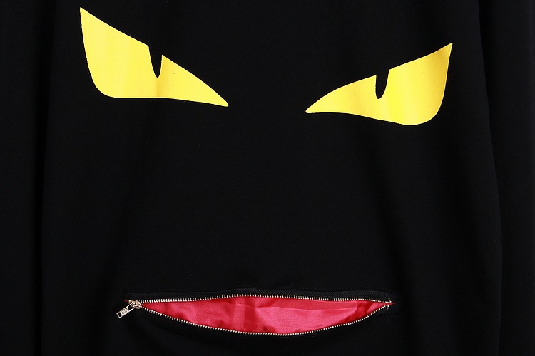 原宿小恶魔宽松上衣印花套头拉链嘴巴长袖情侣装早春卫衣g308a