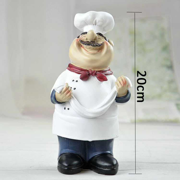 Set of 4 Kitchen Restaurant Ornament Resin Chef Cook Figurine Statue