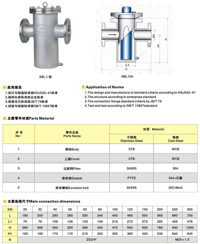 蓝式过滤器sblⅠ 厦门双特阀门厂家 品质保障