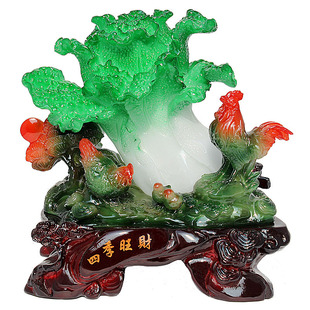 仿玉白菜树脂工艺品摆件 四季旺财白菜摆件 办公家居创意礼品b005