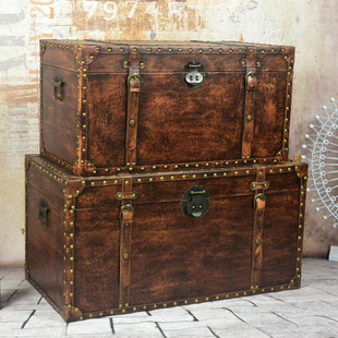 80cm奢华皮箱英伦复古箱子创意茶几箱子老式皮箱 婚纱酒吧装饰箱