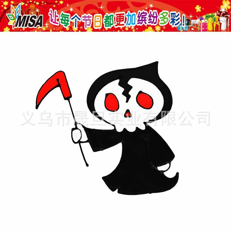 新品特卖外贸新品吃猪头万圣节软胶贴环保果冻贴地摊货源小鬼窗贴
