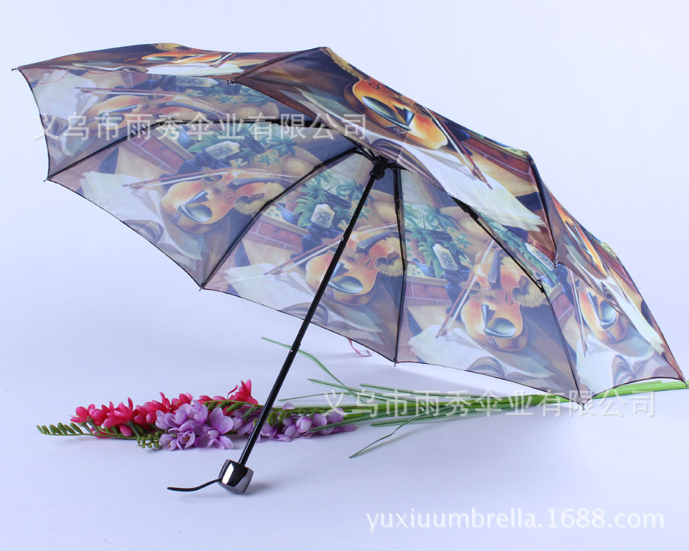 雨秀 三折印花伞 热转印伞 雨伞现货批发