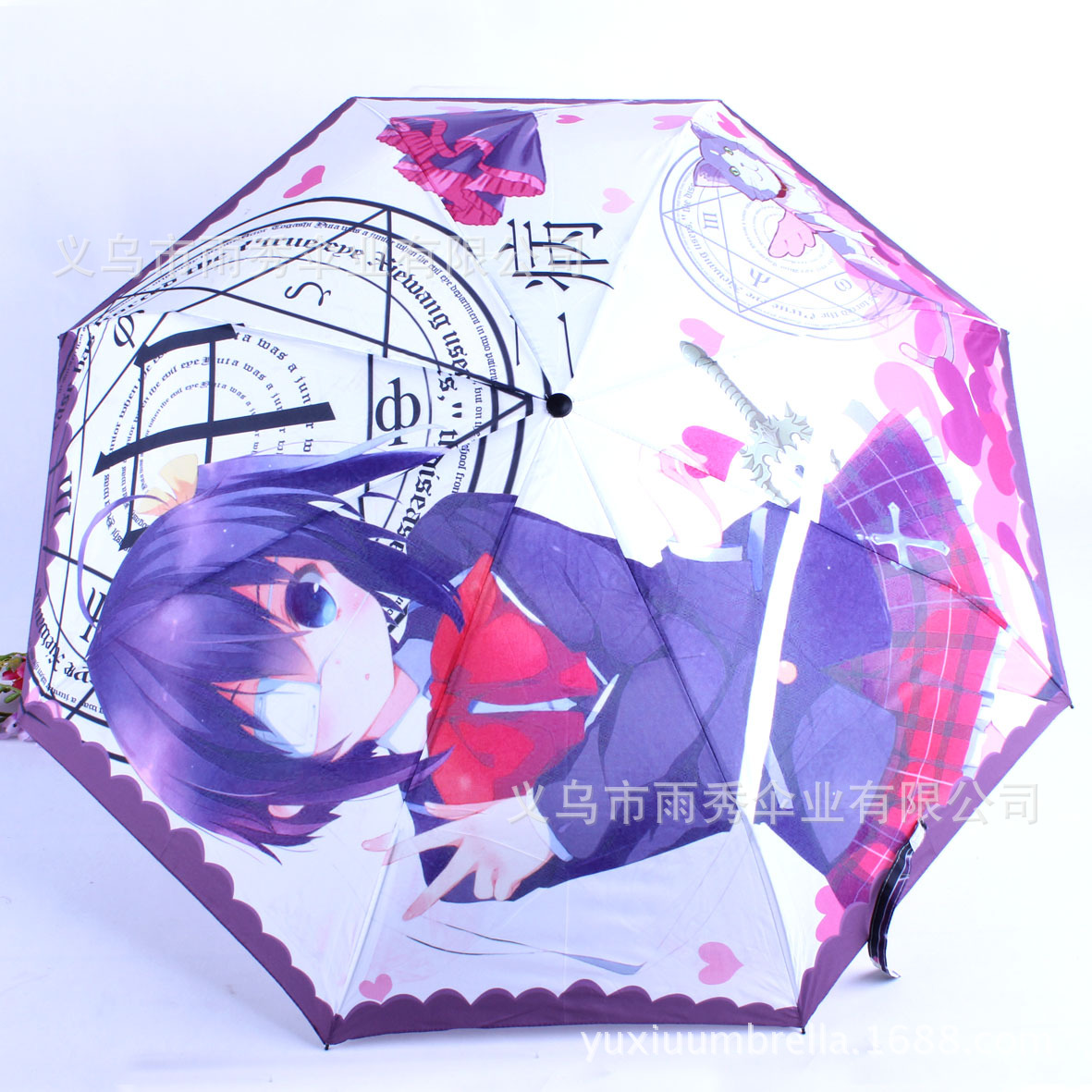 雨秀 三折卡通图案印刷雨伞 热转印日本雨伞 外贸雨