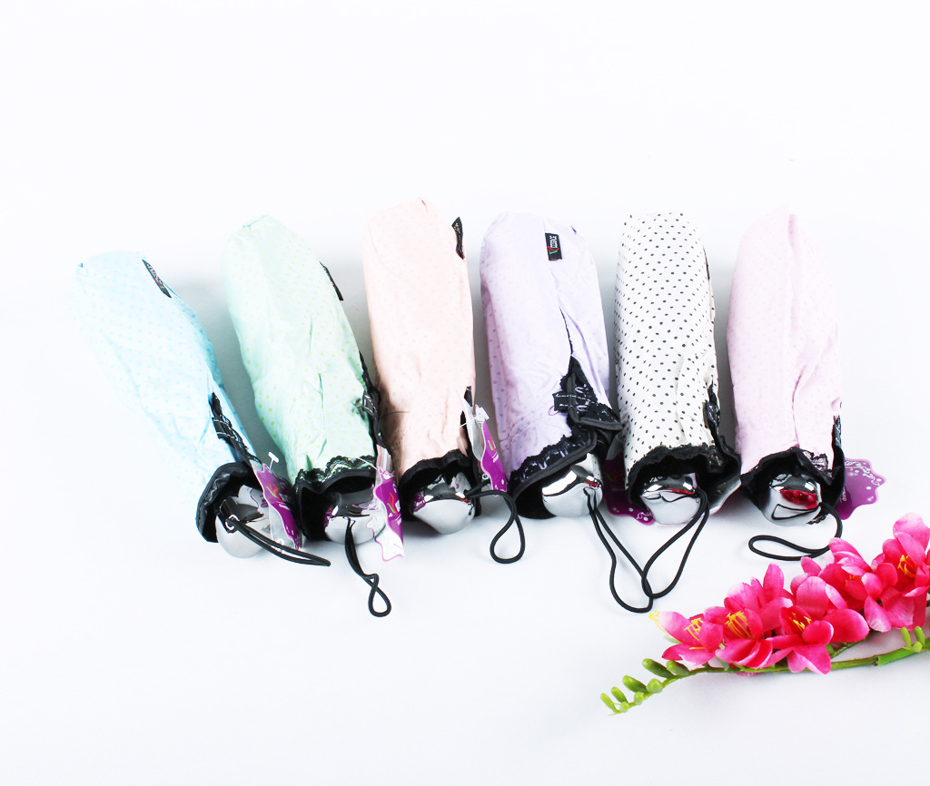 雨秀 三折阿波罗黑胶防晒伞 蕾丝边 女士伞