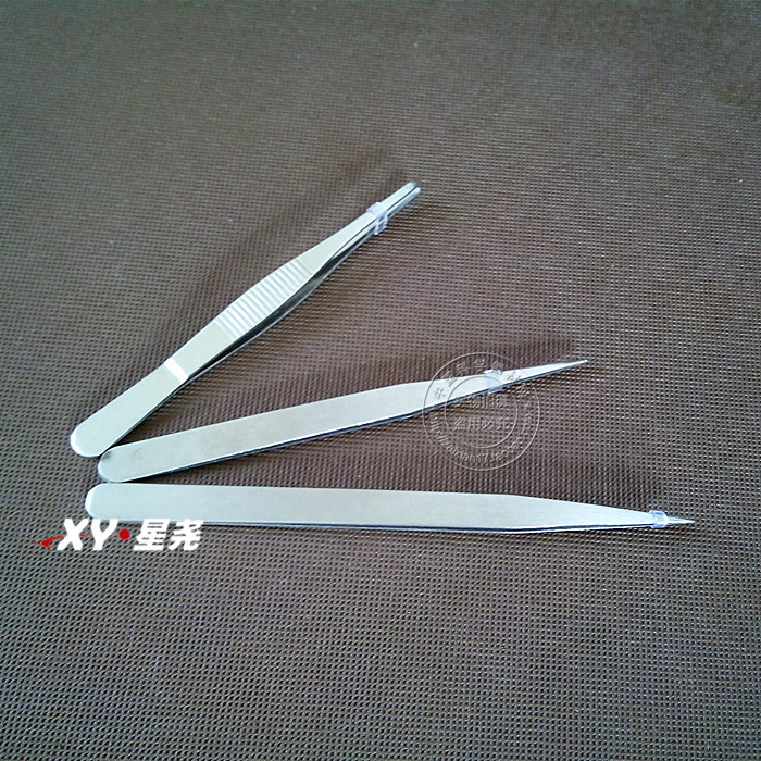 5cm 13.5cm不锈钢直头 尖头镊子 diy 美甲镊子 实验耗材