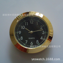33mm金色表頭 黑色表盤阿拉伯石英鍾膽 鑲嵌式金屬工藝禮品表芯
