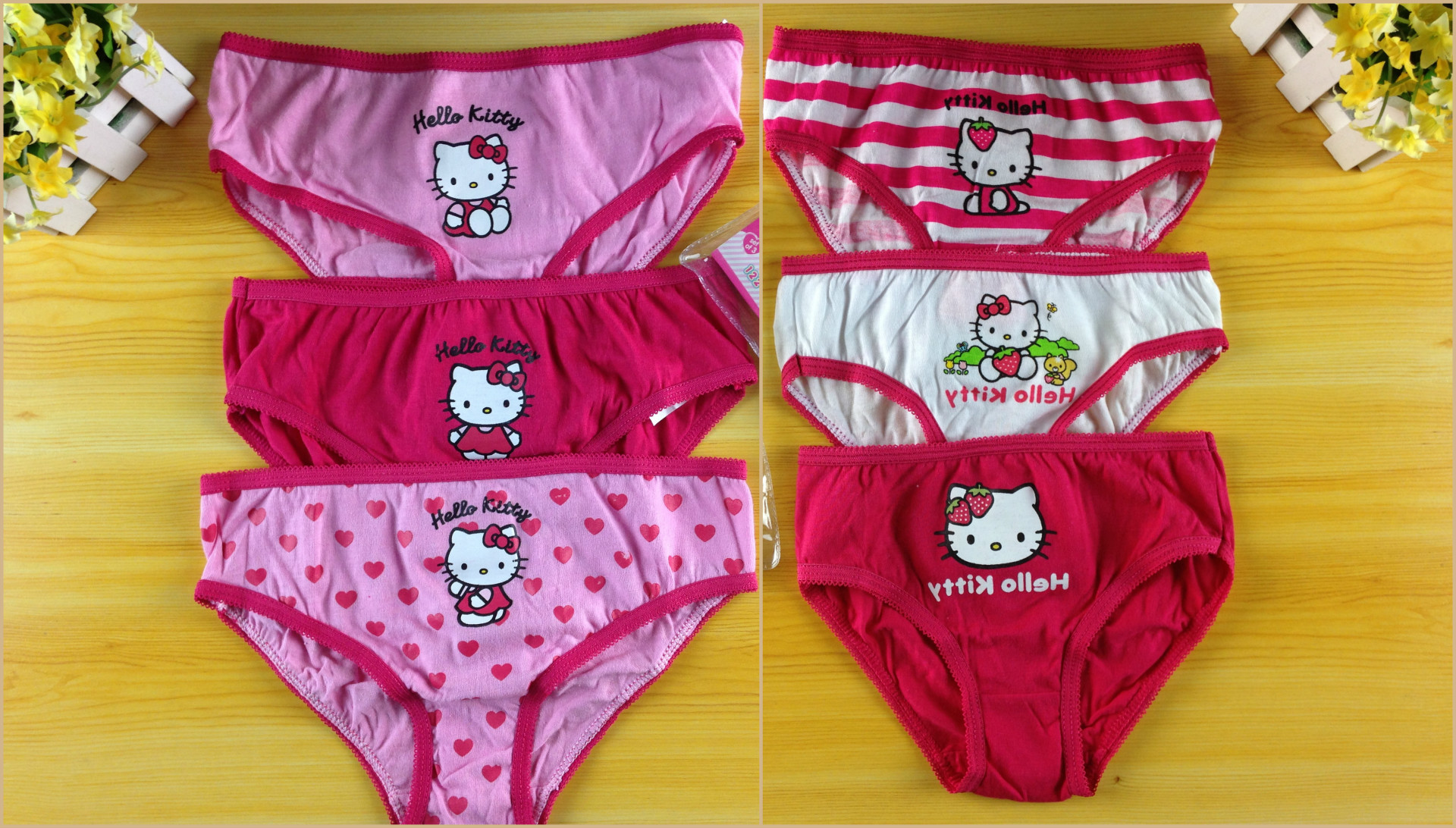 2 PAIRS Girls Children Kids Hello Kitty Cute Cotton Pantie Underwear Undies
