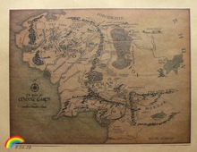 魔戒 指环王 中土地图 middle earth 大海报 牛皮纸56*42cm