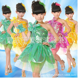 儿童表演服装 少儿舞蹈纱裙 幼儿演出公主裙 舞台服装 女孩荷花裙