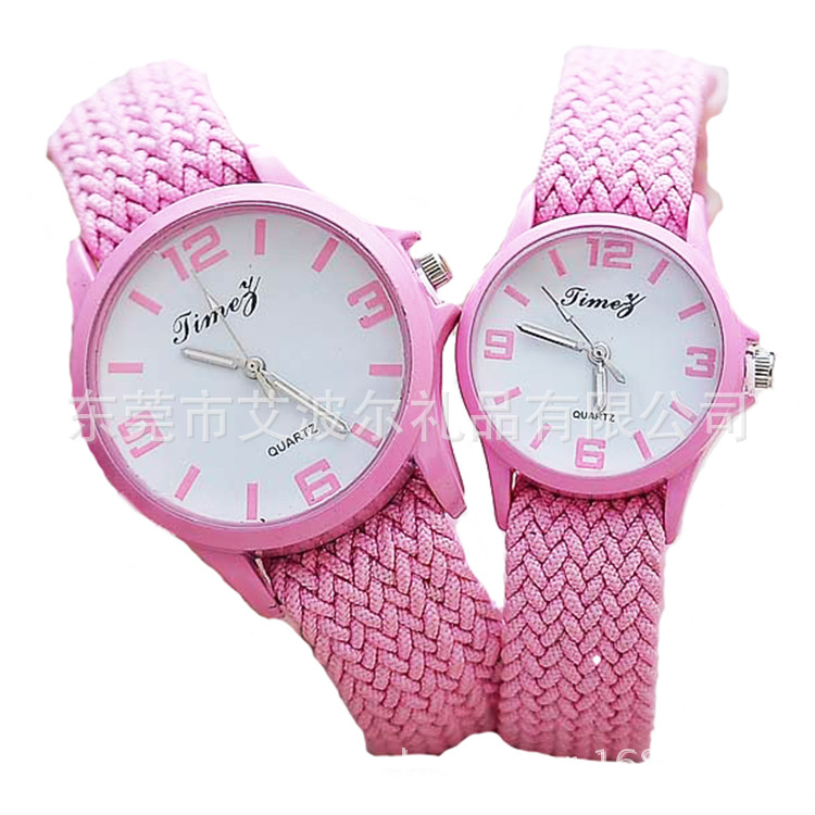 编织带手表,复古石英手表,合金防水表,手工编制表