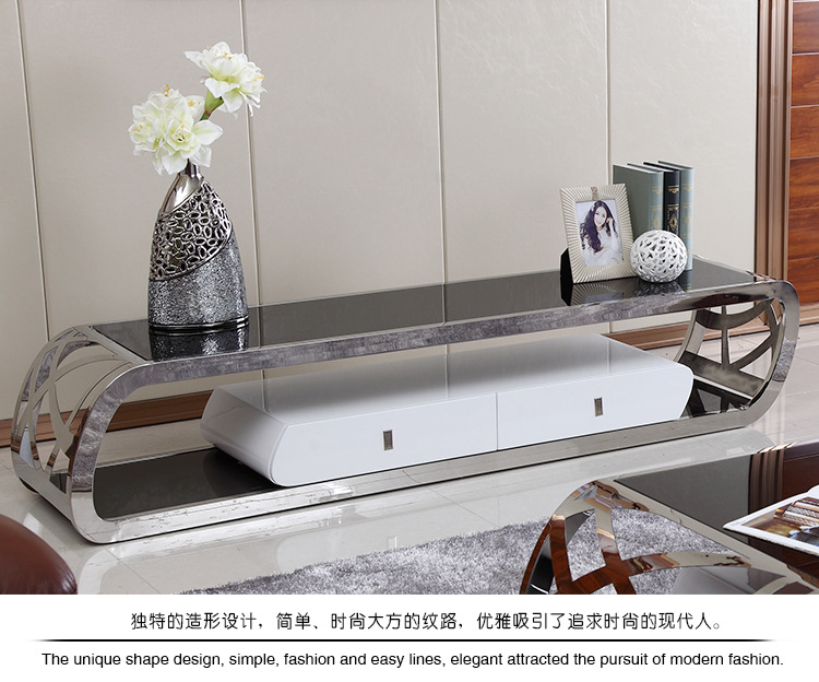 时尚简约大方电视柜 现代不锈钢电视柜 钢化玻璃电视柜批发