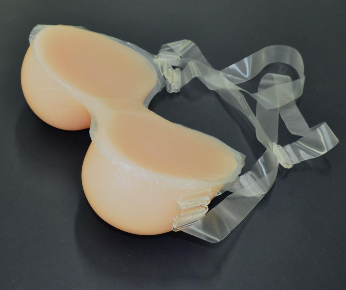 厂家批发男用连体变装义乳 500g肉色水滴型伪娘假胸硅胶义乳
