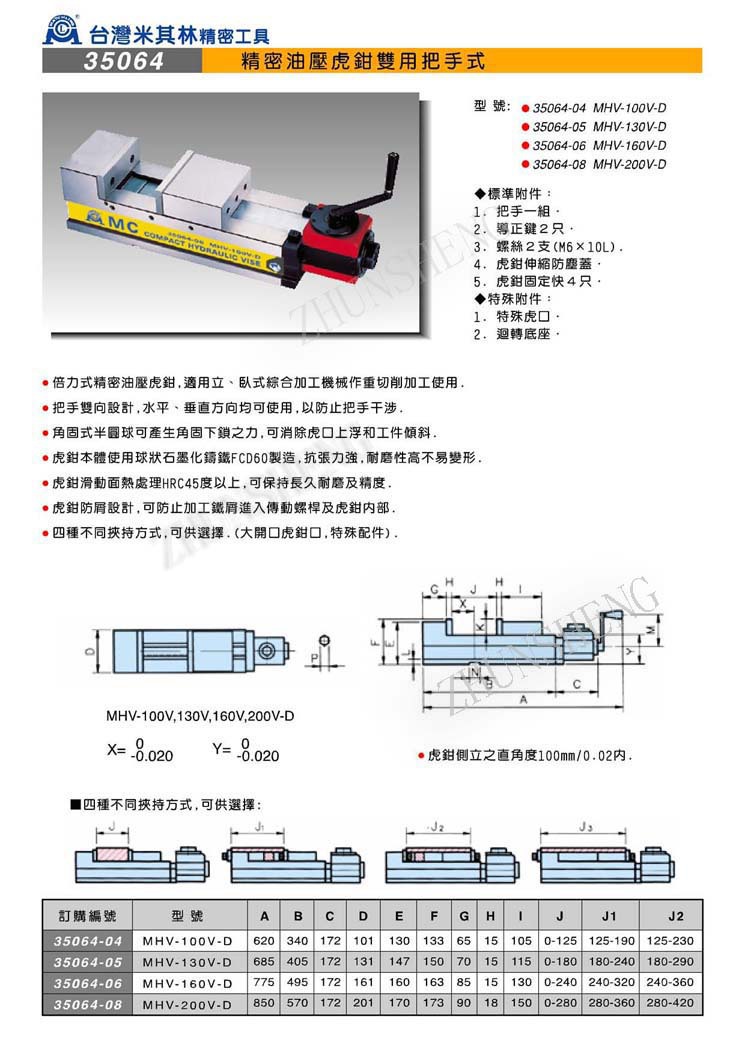 35064精密油压虎钳双用把手式