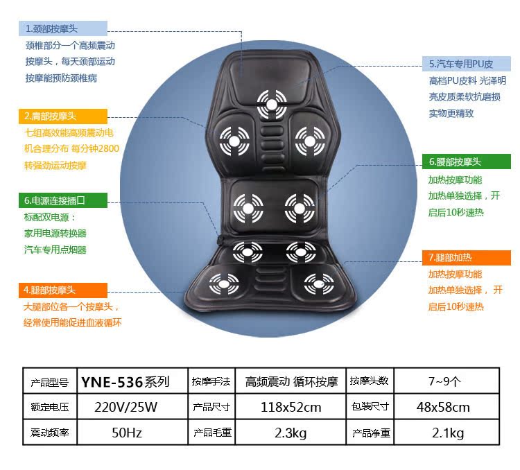 微電腦汽車按摩墊（車傢兩用）