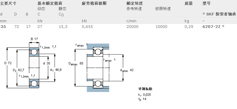 6207-2z/c3深沟球轴承|skf铁封轴承 进口正品销售