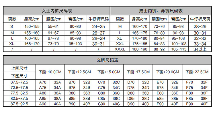 胸罩參考圖