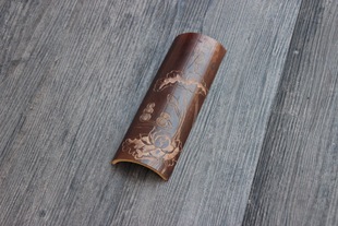 老竹片雕刻赏茶荷 竹茶具配件 竹毛巾托 功夫茶具 茶勺