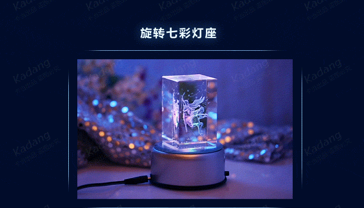 水晶内雕十二星座 旋转发光音乐盒 创意生日礼品朋友星座一件代发