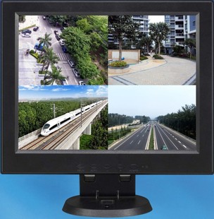 10寸四画面液晶监视器多画面监控显示器内置四画面四分割显示器