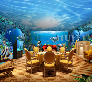 3d个性定制海底世界主题卧室酒店ktv包间大型壁画壁纸无缝墙纸