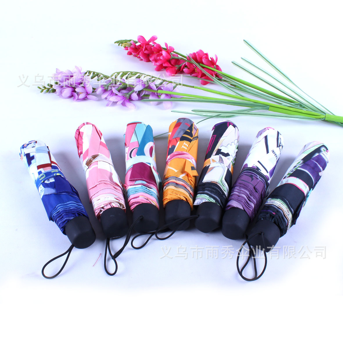 雨秀 三折卡通图案印刷雨伞 热转印日本雨伞 外贸雨