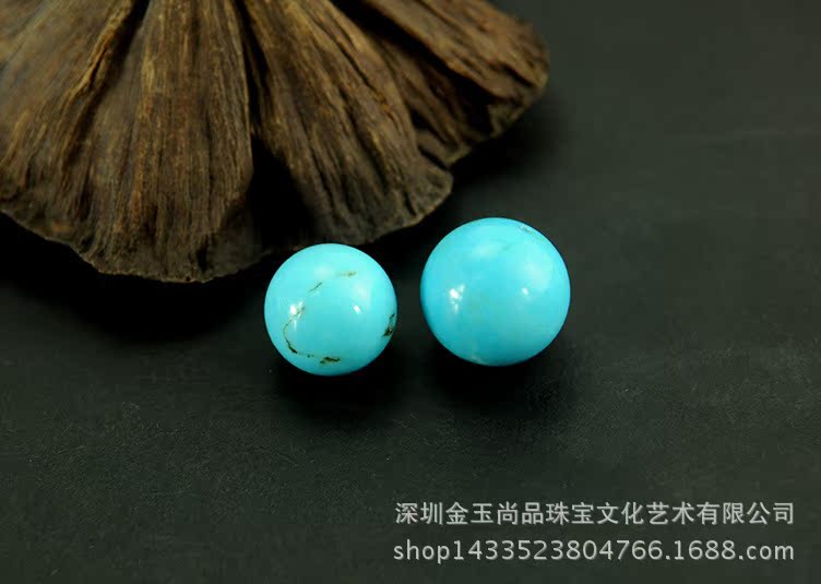 21天然绿松石美国优化工艺-红皮圆珠18x18mm
