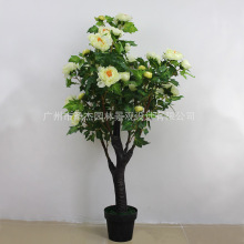 人造喬木牡丹盆栽室內家居辦公室裝飾假花牡丹綠植廠家直銷可批發