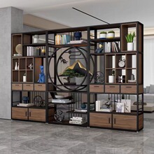 新中式鐵藝博古架落地書架展示櫃辦公室隔斷置物架玄關飾品展示架