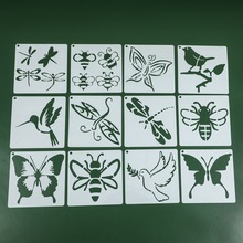 昆蟲飛鳥鏤空繪畫模板學生手抄報節日卡通蝴蝶畫畫模具油畫棒模板