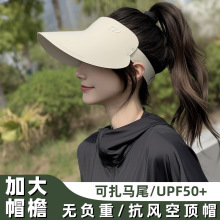 空頂防曬帽女款防紫外線夏季遮臉口罩面罩遮陽帽無痕一體太陽帽子