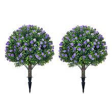 仿真植物紫色山茶花帶釘地插室內戶外植物仿真灌木公寓裝飾