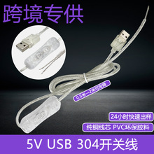 廠家供應usb透明開關線USB插頭5V電源延長線304開關線