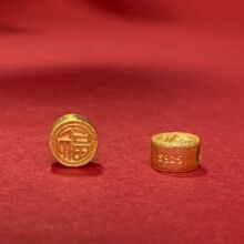 S925銀鍍金雙面福字隔珠配件圓形立體古法金復古手工diy配件配飾
