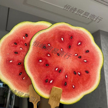 小紅書同款手繪風西瓜團扇夏日清涼甜甜扇子送閨蜜禮物暖場道具扇