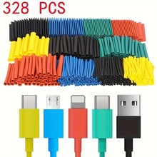 328pcs/包熱縮套管環保電線保護套電纜電線絕緣套管 熱縮管