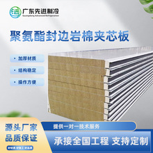 廠家房外牆聚氨酯封邊岩棉板隔熱保溫防火金屬幕牆岩棉夾芯外牆板