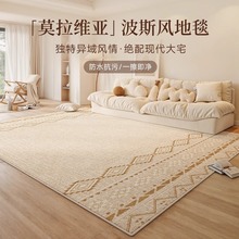 地毯客廳2025新款波斯奶油風免洗可擦高級感防水防污耐臟卧室地墊