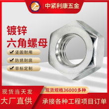 現貨供應鍍鋅外六角螺絲帽 m6高強度國標細牙加厚六角螺母