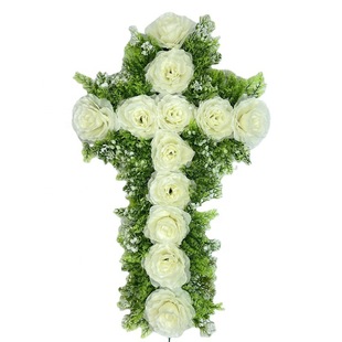 Coffin Decoration Graveyard Funeral Cross Artificial Flower