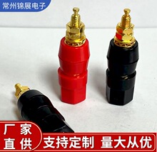 M5純銅單個六角接線柱 香蕉插座黃銅鍍金音箱接線柱 尾部帶4mm插