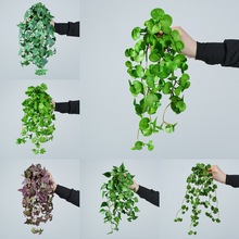 金錢草銅錢草地瓜葉龜背葉仿真綠植軟膠多肉垂掛造景盆栽裝飾擺件