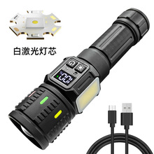 跨境新款PM40TG遠射變焦白激光強光手電筒  多功能LED充電手電筒