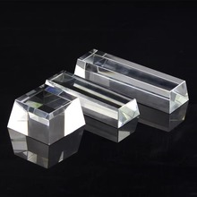 T形長方形透明水晶底座定制 方形方塊黑T黑水晶玻璃底座刻字現貨
