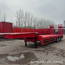 境外直銷 非洲低平板半掛車 拖車 3橋鋼絲胎載重70噸 機械懸掛