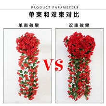 仿真紫羅蘭壁掛仿真花藤條家居婚慶 假花吊藍裝飾仿真植物綉花掛