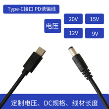 PD誘騙線電源線12VType-C公頭轉DC光貓打印機路由器大功率充電線
