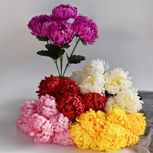 清明仿真花7頭菊花祭祖上墳用的假花批發 清明節祭祀花束絹花廠家