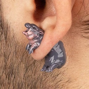 羳WRd Pygmy Hippo Earrings ¿}Q٪Rٴh